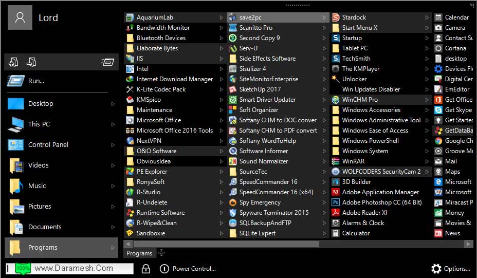 Start Menu X Pro 6.1 منوی استارت پیشرفته ویندوز Daramesh